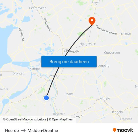 Heerde to Midden-Drenthe map