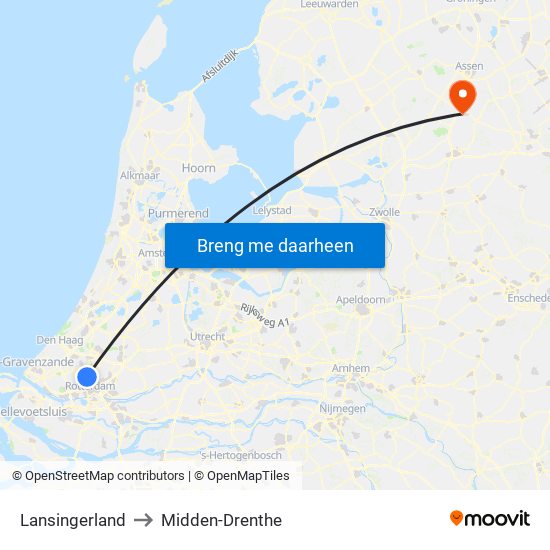 Lansingerland to Midden-Drenthe map