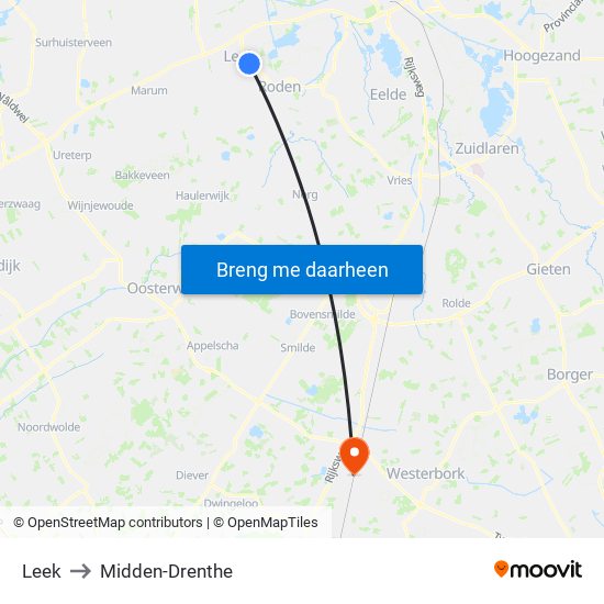 Leek to Midden-Drenthe map