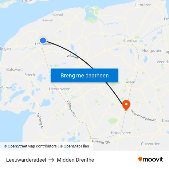 Leeuwarderadeel to Midden-Drenthe map