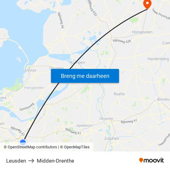 Leusden to Midden-Drenthe map