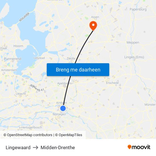 Lingewaard to Midden-Drenthe map