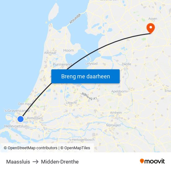 Maassluis to Midden-Drenthe map