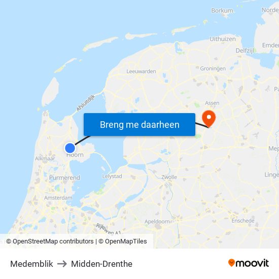 Medemblik to Midden-Drenthe map