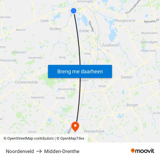 Noordenveld to Midden-Drenthe map