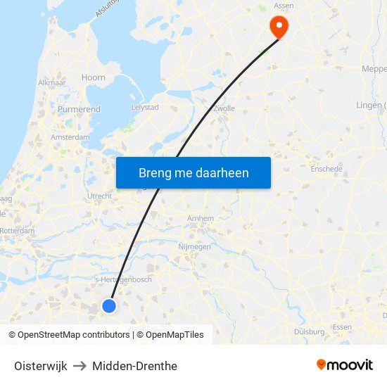 Oisterwijk to Midden-Drenthe map
