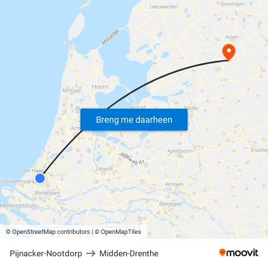 Pijnacker-Nootdorp to Midden-Drenthe map