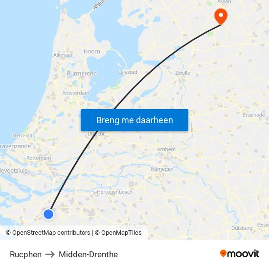 Rucphen to Midden-Drenthe map