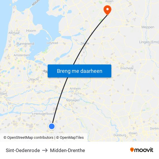 Sint-Oedenrode to Midden-Drenthe map