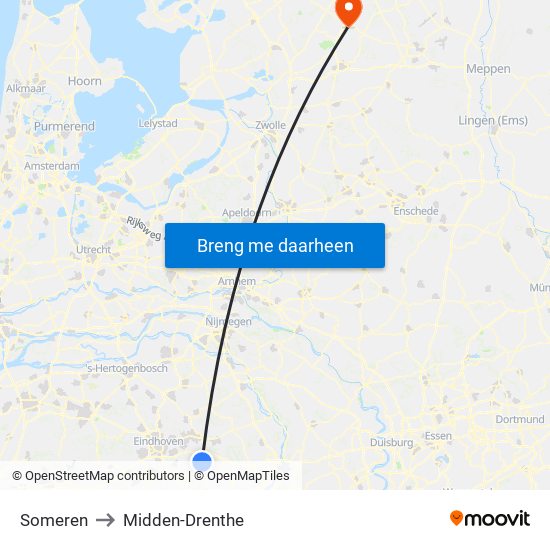Someren to Midden-Drenthe map
