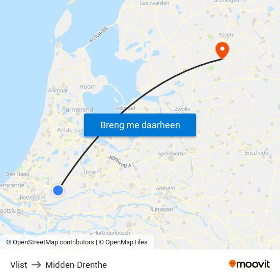 Vlist to Midden-Drenthe map