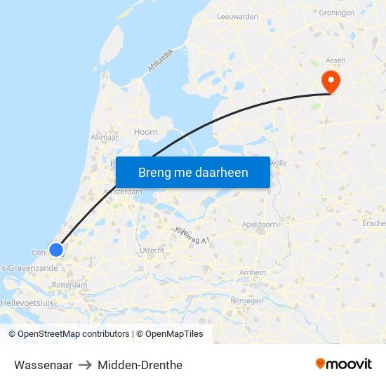 Wassenaar to Midden-Drenthe map