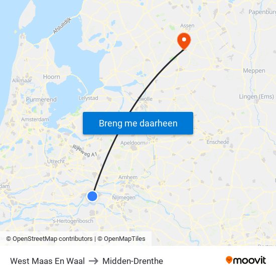 West Maas En Waal to Midden-Drenthe map
