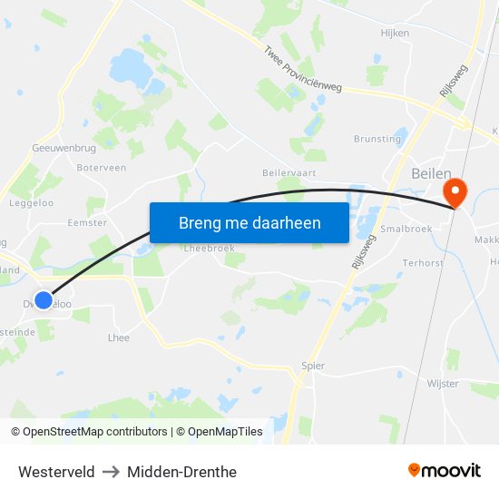 Westerveld to Midden-Drenthe map