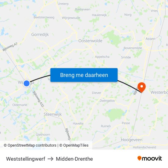 Weststellingwerf to Midden-Drenthe map