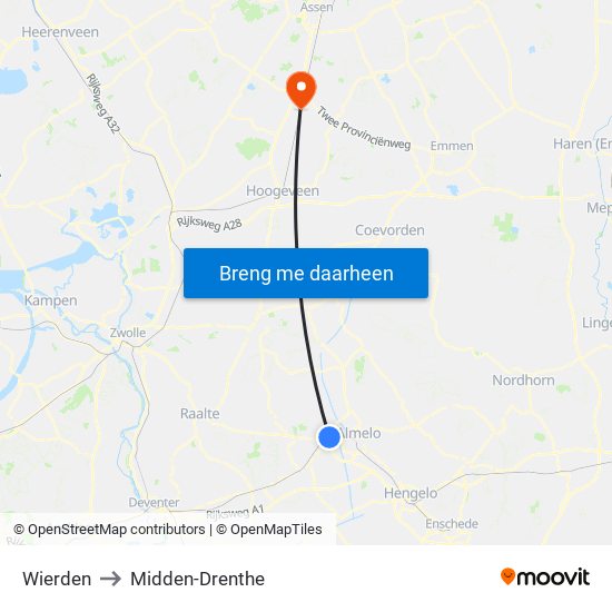 Wierden to Midden-Drenthe map