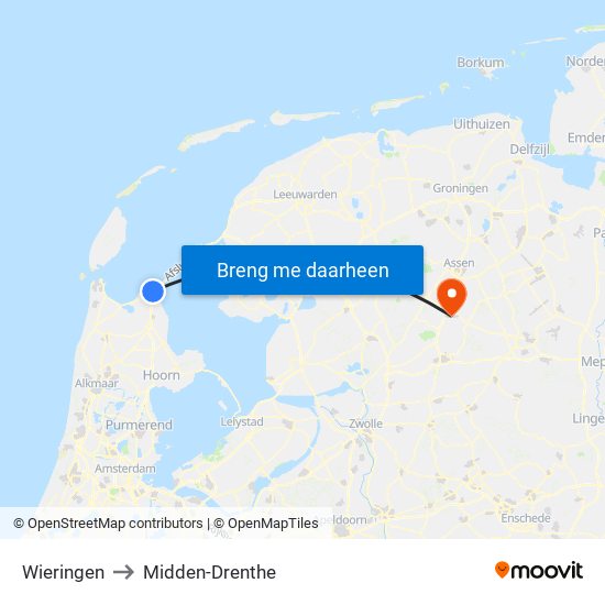 Wieringen to Midden-Drenthe map