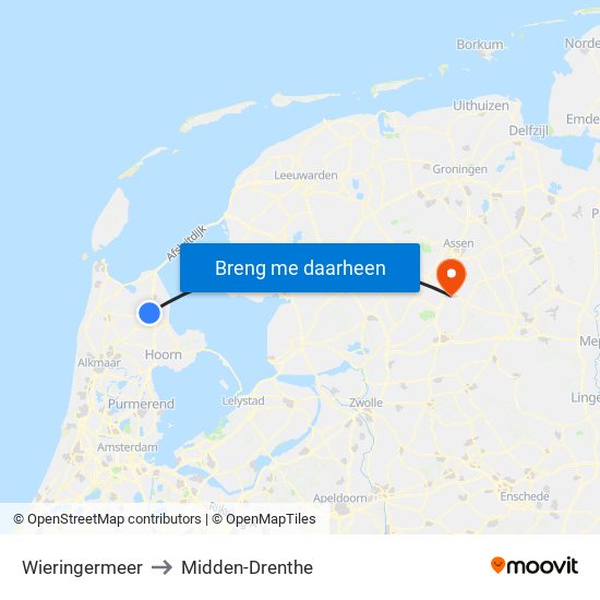 Wieringermeer to Midden-Drenthe map