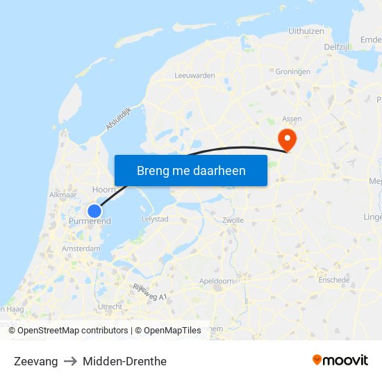 Zeevang to Midden-Drenthe map