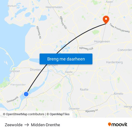 Zeewolde to Midden-Drenthe map