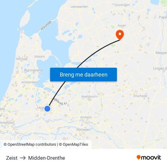 Zeist to Midden-Drenthe map