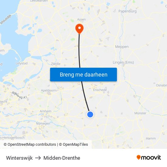 Winterswijk to Midden-Drenthe map