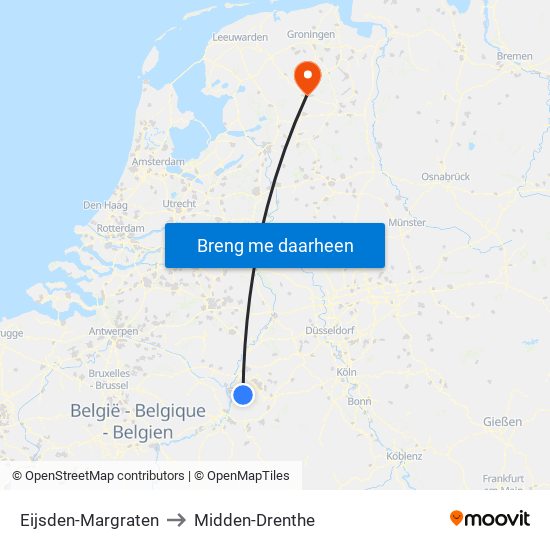 Eijsden-Margraten to Midden-Drenthe map