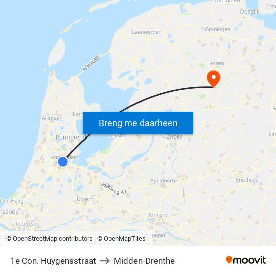 1e Con. Huygensstraat to Midden-Drenthe map