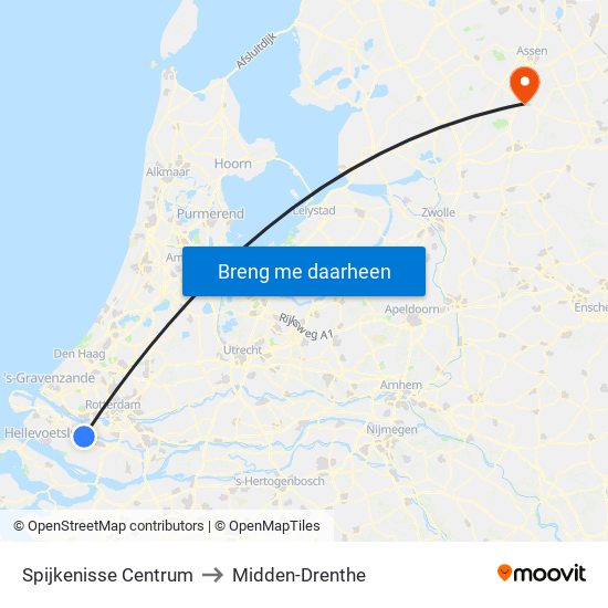 Spijkenisse Centrum to Midden-Drenthe map