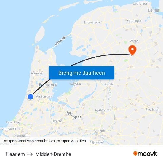 Haarlem to Midden-Drenthe map