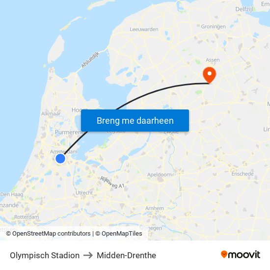 Olympisch Stadion to Midden-Drenthe map