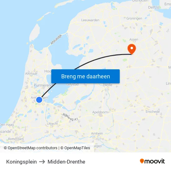 Koningsplein to Midden-Drenthe map