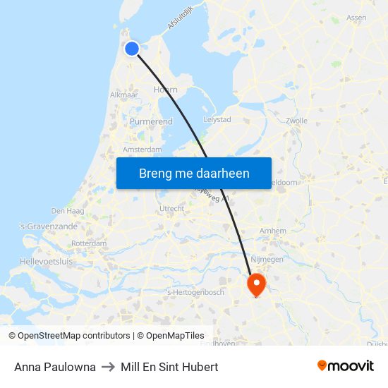 Anna Paulowna to Mill En Sint Hubert map