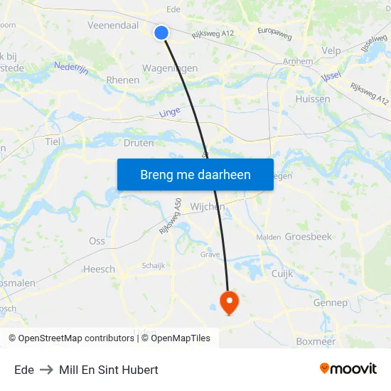 Ede to Mill En Sint Hubert map