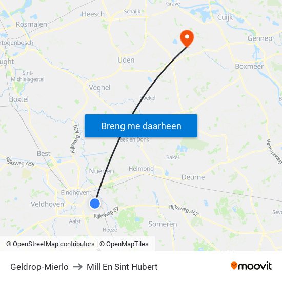 Geldrop-Mierlo to Mill En Sint Hubert map