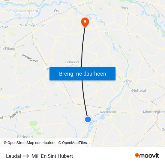 Leudal to Mill En Sint Hubert map