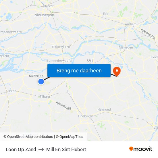 Loon Op Zand to Mill En Sint Hubert map