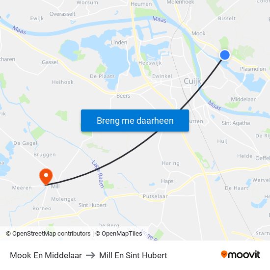 Mook En Middelaar to Mill En Sint Hubert map