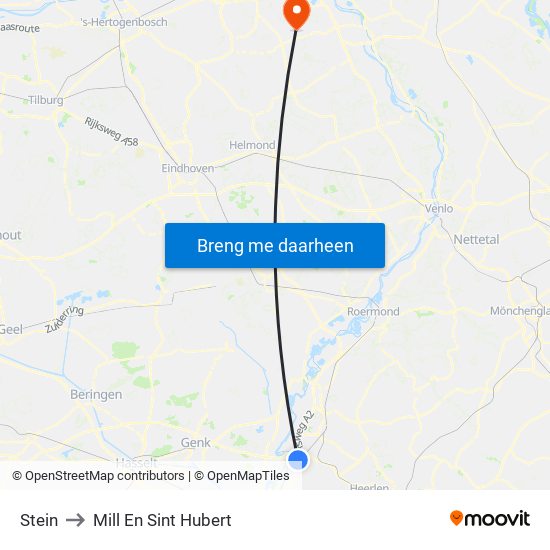 Stein to Mill En Sint Hubert map