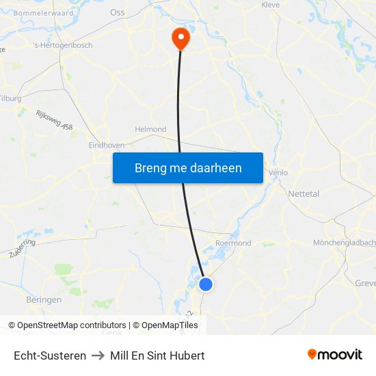 Echt-Susteren to Mill En Sint Hubert map