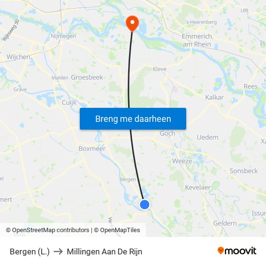 Bergen (L.) to Millingen Aan De Rijn map