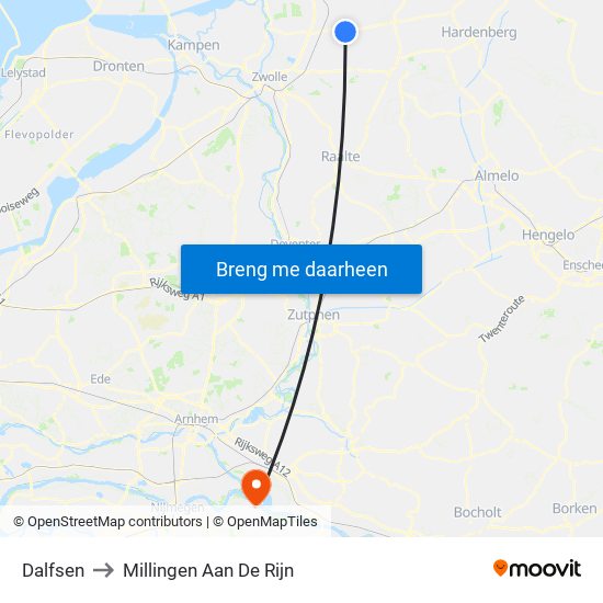 Dalfsen to Millingen Aan De Rijn map
