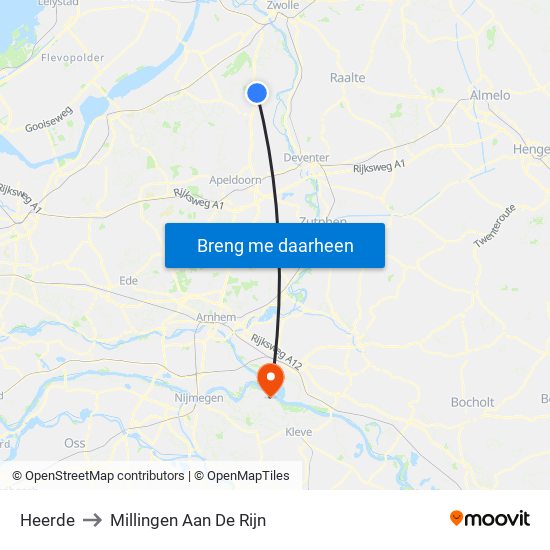 Heerde to Millingen Aan De Rijn map