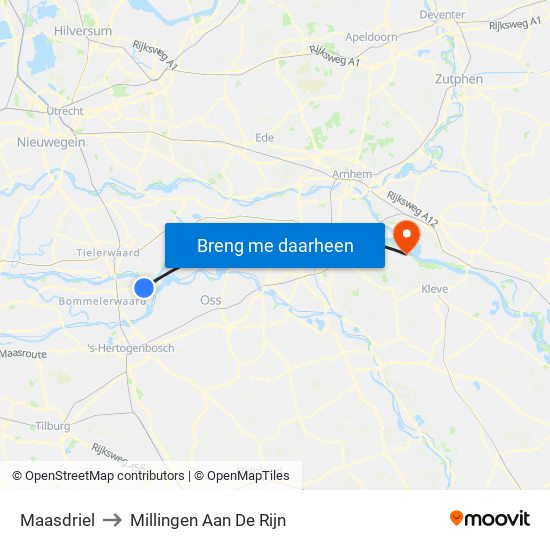 Maasdriel to Millingen Aan De Rijn map