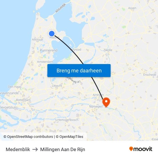 Medemblik to Millingen Aan De Rijn map