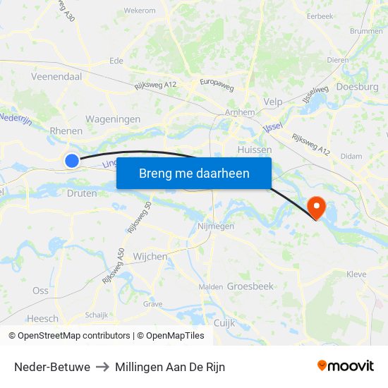 Neder-Betuwe to Millingen Aan De Rijn map