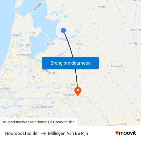 Noordoostpolder to Millingen Aan De Rijn map