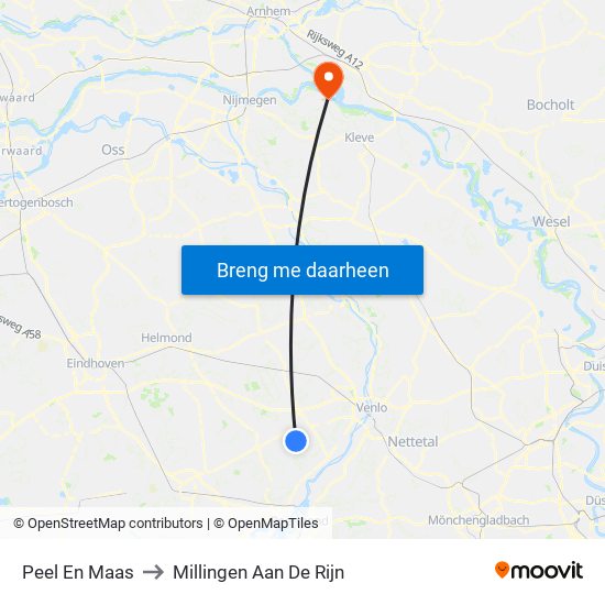 Peel En Maas to Millingen Aan De Rijn map