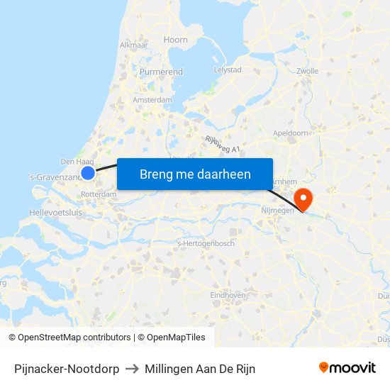 Pijnacker-Nootdorp to Millingen Aan De Rijn map