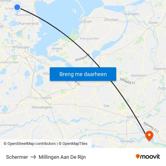 Schermer to Millingen Aan De Rijn map